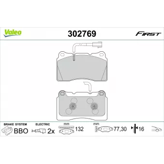 VALEO 302769 - Jeu de 4 plaquettes de frein avant