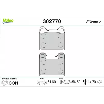 Jeu de 4 plaquettes de frein arrière VALEO OEM 271758
