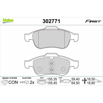 Jeu de 4 plaquettes de frein avant VALEO OEM 77365355