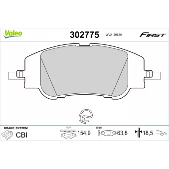 Jeu de 4 plaquettes de frein avant VALEO OEM 1681371180