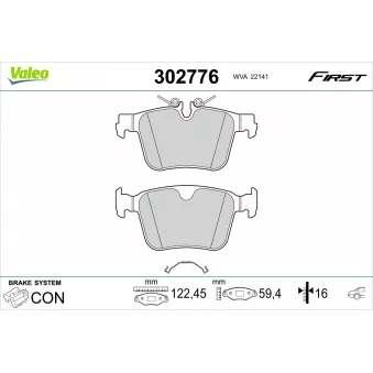 Jeu de 4 plaquettes de frein arrière VALEO OEM 32287446