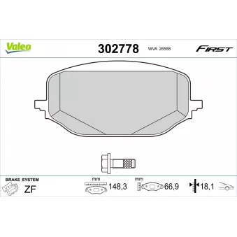 Jeu de 4 plaquettes de frein avant VALEO 302778