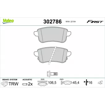 Jeu de 4 plaquettes de frein arrière VALEO OEM 440606659R