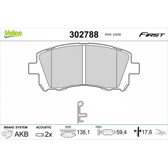 Jeu de 4 plaquettes de frein avant VALEO OEM 26296AC200
