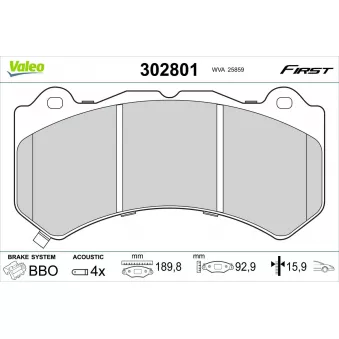 Jeu de 4 plaquettes de frein avant VALEO OEM D106080B0A
