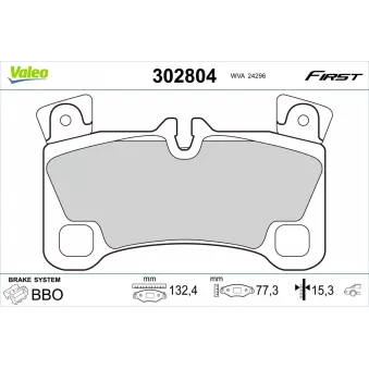 Jeu de 4 plaquettes de frein arrière VALEO OEM 7l0698451e