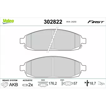 Jeu de 4 plaquettes de frein avant VALEO OEM 05080868AA