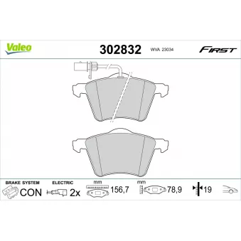 Jeu de 4 plaquettes de frein avant VALEO OEM 7D0698151A