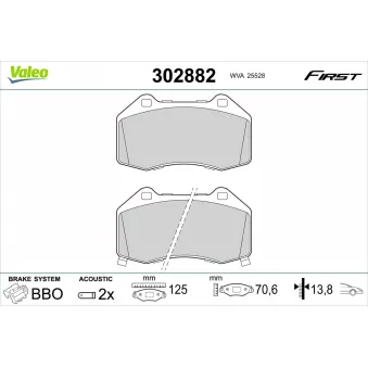 VALEO 302882 - Jeu de 4 plaquettes de frein avant