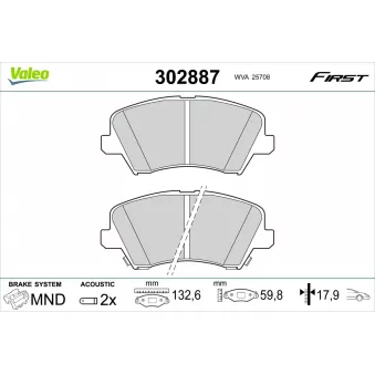 Jeu de 4 plaquettes de frein avant VALEO OEM 58101G4A05