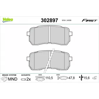 Jeu de 4 plaquettes de frein arrière VALEO OEM 58302C5A00