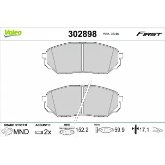 Jeu de 4 plaquettes de frein avant VALEO OEM 58101C5A70