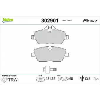 VALEO 302901 - Jeu de 4 plaquettes de frein avant