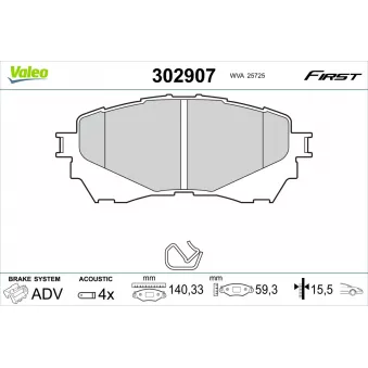 Jeu de 4 plaquettes de frein avant VALEO OEM GHY13328Z
