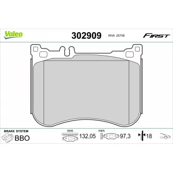 Jeu de 4 plaquettes de frein avant VALEO OEM A0004204404