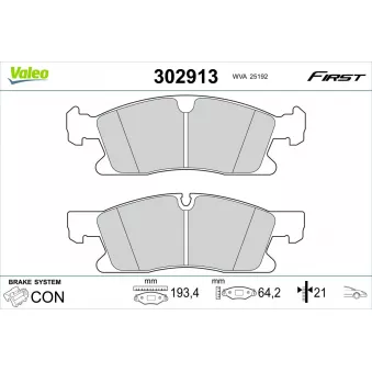 Jeu de 4 plaquettes de frein avant VALEO OEM 0064203820