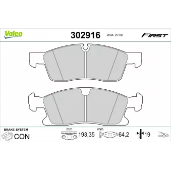 Jeu de 4 plaquettes de frein avant VALEO OEM 0074208120