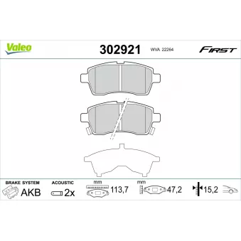 VALEO 302921 - Jeu de 4 plaquettes de frein avant