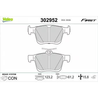 Jeu de 4 plaquettes de frein arrière VALEO OEM 5Q0698451AB