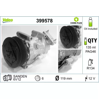 Compresseur, climatisation VALEO OEM 6453QE