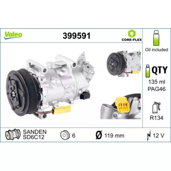 Compresseur, climatisation VALEO OEM 1607424980