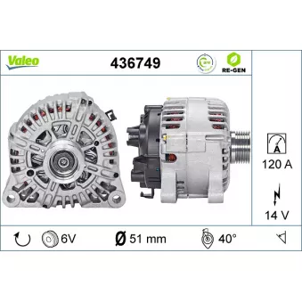 Alternateur VALEO 436749 pour RENAULT ESPACE 3.0 V6 24V - 190cv