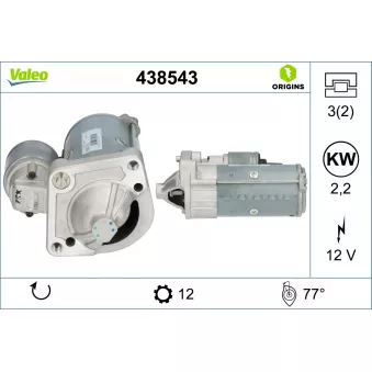 Démarreur VALEO 438543 pour LAND ROVER RANGE ROVER 2.0 D - 136cv