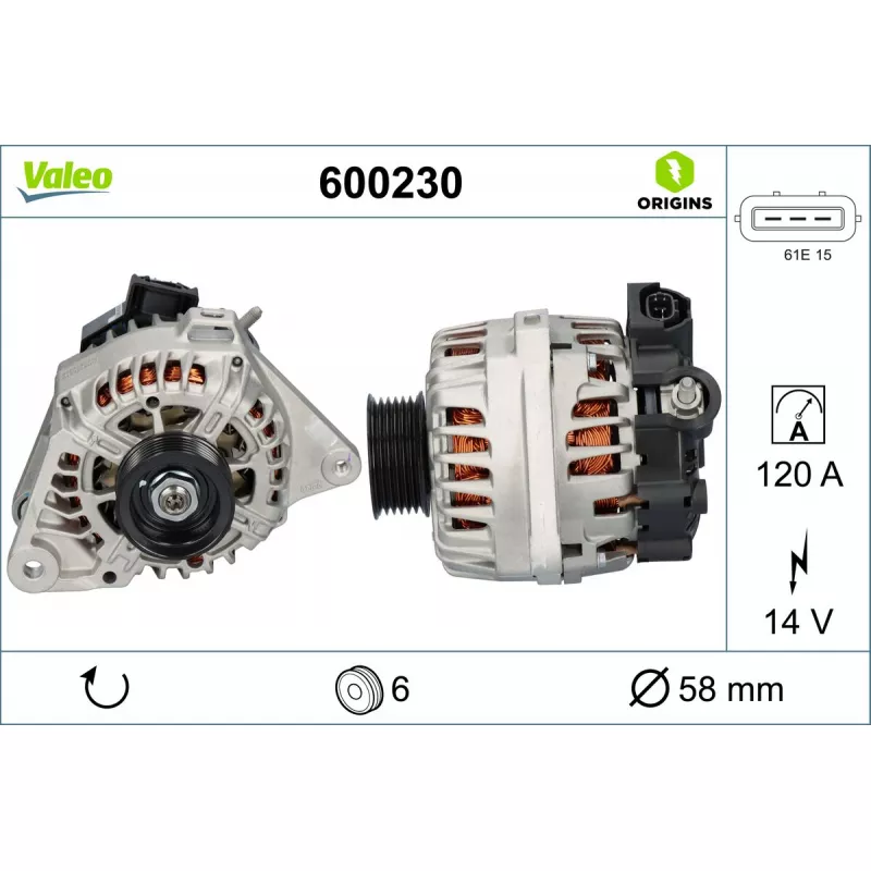 Alternateur VALEO 600230 - Visuel 1