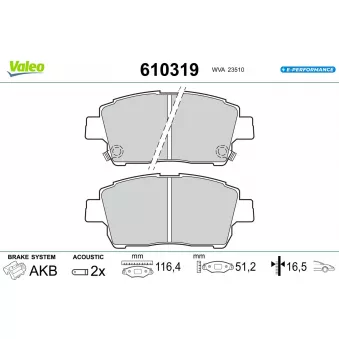 Jeu de 4 plaquettes de frein avant VALEO OEM 0446517101