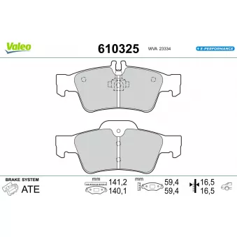 Jeu de 4 plaquettes de frein arrière VALEO OEM A0044204420