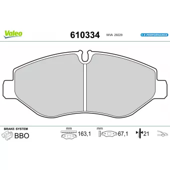 Jeu de 4 plaquettes de frein avant VALEO OEM 42576975