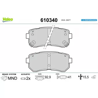 VALEO 610340 - Jeu de 4 plaquettes de frein avant