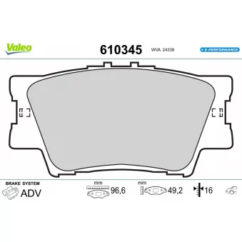 Jeu de 4 plaquettes de frein arrière VALEO OEM 04466WY050