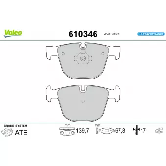 Jeu de 4 plaquettes de frein arrière VALEO OEM 0403290