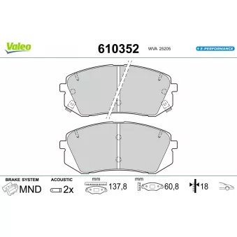 Jeu de 4 plaquettes de frein avant VALEO OEM 58101k4a10