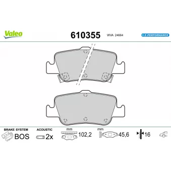 Jeu de 4 plaquettes de frein arrière VALEO OEM 0446602280