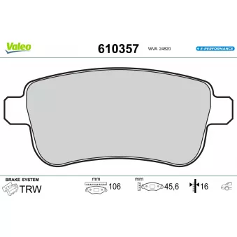 Jeu de 4 plaquettes de frein arrière VALEO OEM 440603558R