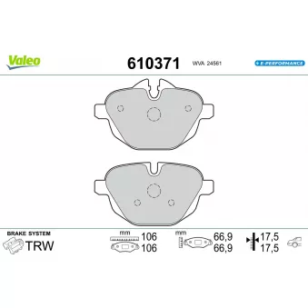 Jeu de 4 plaquettes de frein arrière VALEO OEM 6885451