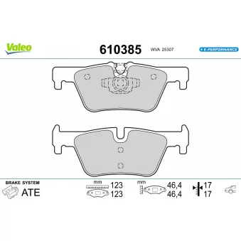 Jeu de 4 plaquettes de frein arrière VALEO OEM 34206873094