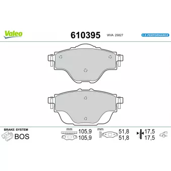 Jeu de 4 plaquettes de frein arrière VALEO OEM 1647874380
