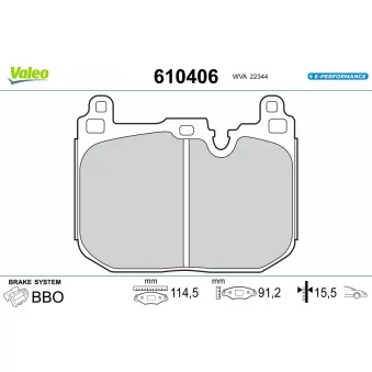 Jeu de 4 plaquettes de frein avant VALEO OEM 6889266