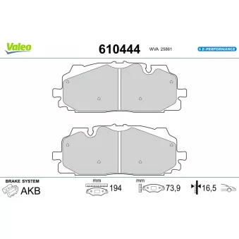 Jeu de 4 plaquettes de frein avant VALEO OEM 8W0698151BD