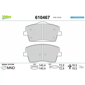 Jeu de 4 plaquettes de frein avant VALEO OEM 31471408