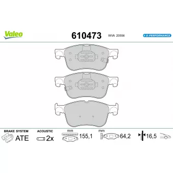 Jeu de 4 plaquettes de frein avant VALEO OEM KTJX612K021AEB