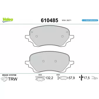 Jeu de 4 plaquettes de frein avant VALEO OEM KTL1TC2K021AB