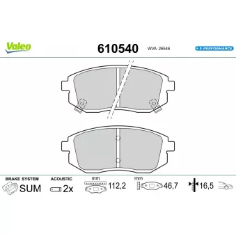 Jeu de 4 plaquettes de frein avant VALEO OEM 410609813R