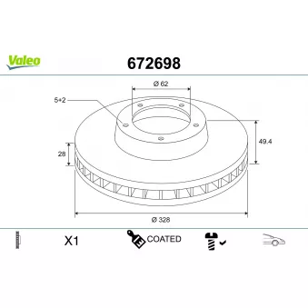 VALEO 672698 - Disque de frein arrière