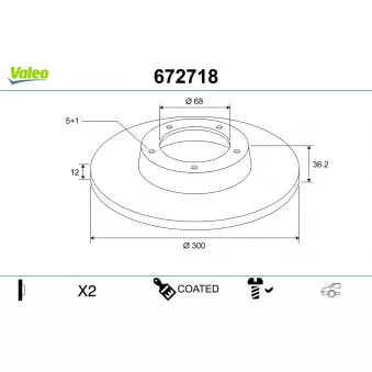 VALEO 672718 - Disque de frein arrière