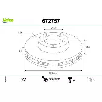 VALEO 672757 - Disque de frein arrière