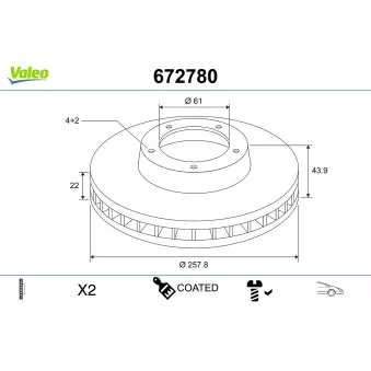 VALEO 672780 - Disque de frein arrière
